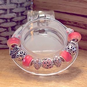 Breast cancer awareness charm bracelet